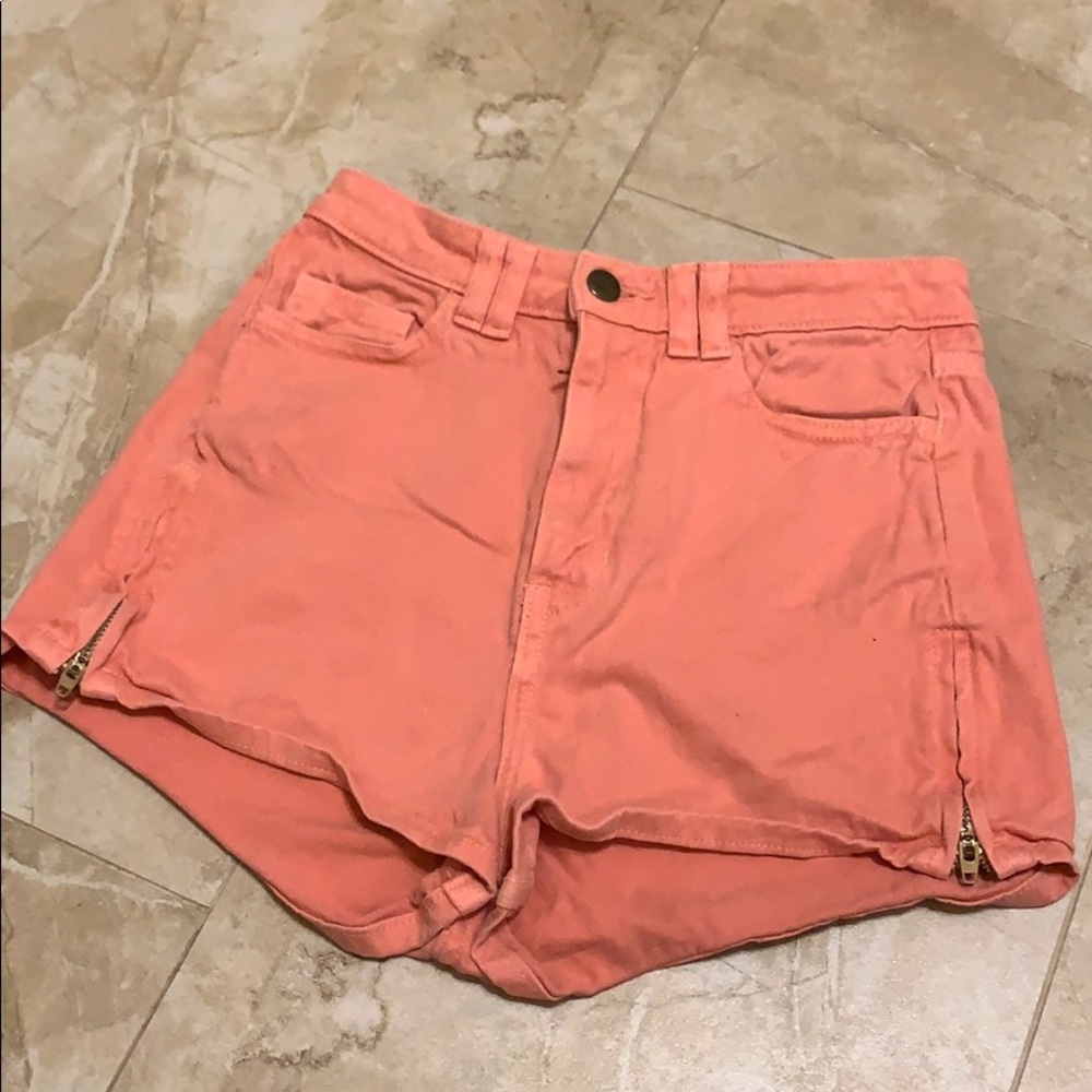 Coral American Apparel high waisted shorts